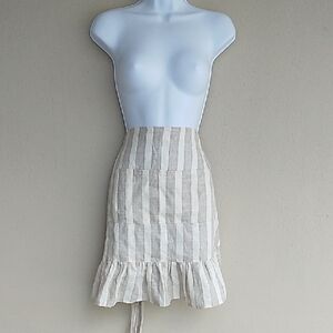 Striped Cream Ruffle LINEN Apron
